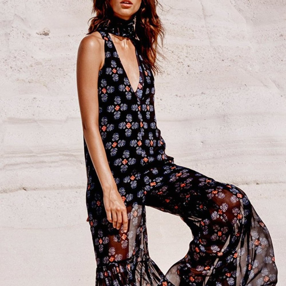 Caroline Constas Silk High Neck Jumpsuit XS